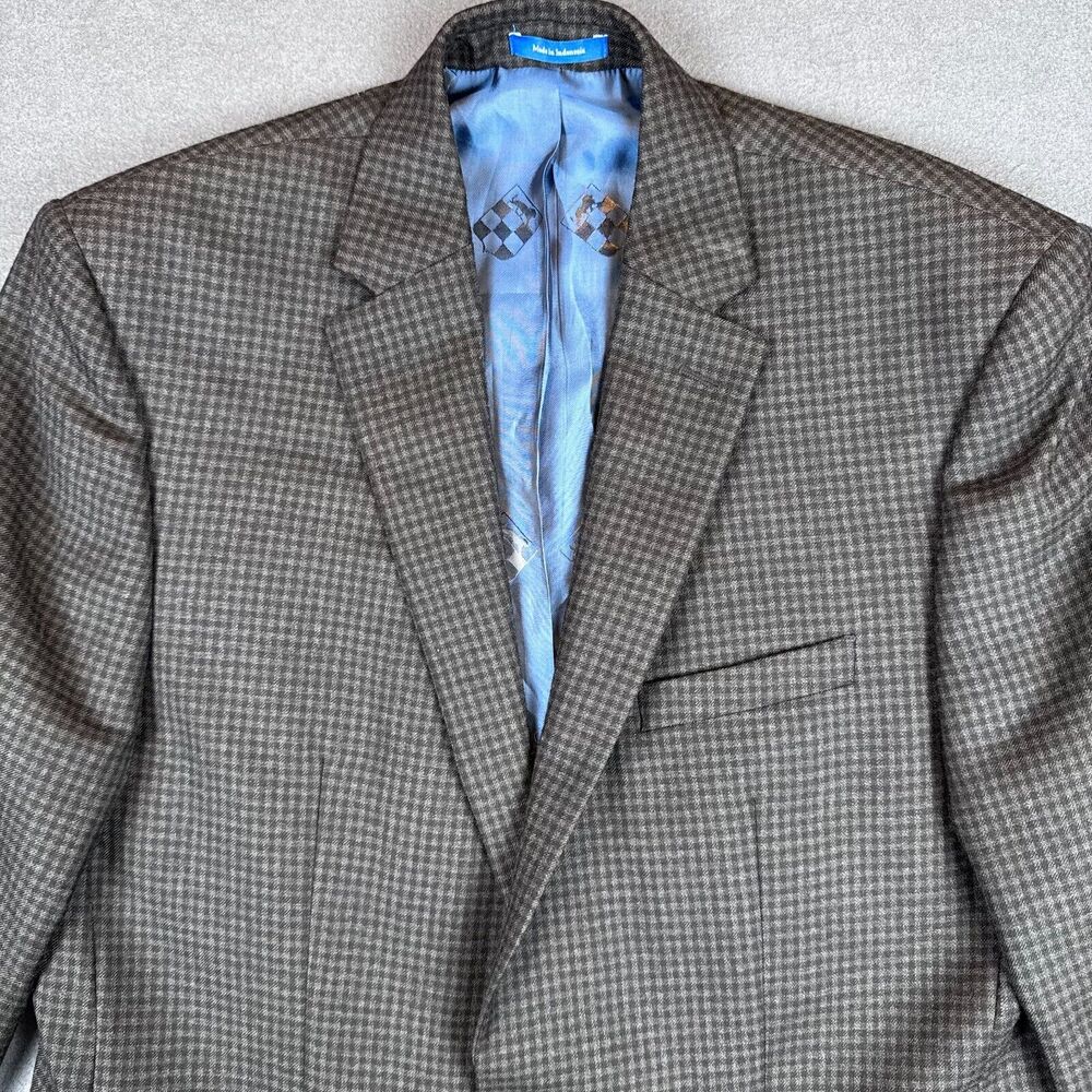 Vince Camuto Men's 40L Modern Wool Blazer Jacket Sport Coat Black Checkered